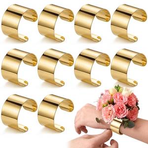 lot 11439 image: Liliaafar Gold 10 Pcs Corsage Wristlet Bracelet Bands for Women Cuff Bangle Bracelet Wrist Corsage DIY Wedding Wristband Wide Open Adjustable Accessory for Wedding Bridal Party Prom (Cuff)