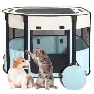 lot 11448 image: Portable Cat Playpen, Foldable Indoor Outdoor Cat Enclosure, Pet Tent for Kittens and Small Animals, Collapsible Tent Kennel Cage House with Tent Pegs and Carry Bag