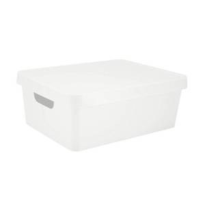 lot 11456 image: Simplify Medium Vinto Storage Box  Stackable  Home Organization  Bathroom  Accessories  Closet  2 Handles  White