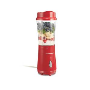 lot 11465 image: Hamilton Beach Portable Blender for Shakes and Smoothies, 14 Oz BPA Free Travel Cup & Lid, Durable Stainless Steel Blades, Personal Smoothie Blender, Red (51101RV)(Missing Lid And Cup)