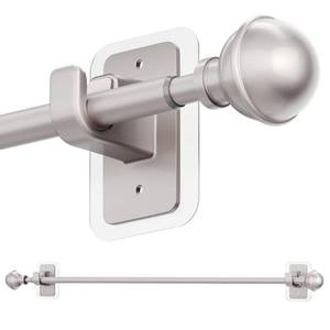 lot 11469 image: ENJOYBASICS No Drill Curtain Rods for Window 28 to 60 Inches, 58 Inch Diameter Renter Friendly Drapery Rod with Adhesive Brackets without Drilling, Adjustable from 27 to 65 Inches, Nickel