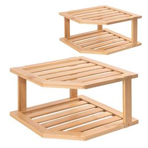 lot 11486 image: VERTORGAN Bamboo Corner Shelf(2 Pack),2 Tier Plate Organizer for Cabinet and Countertop,Pantry Dish and Spice Rack for Kitchen