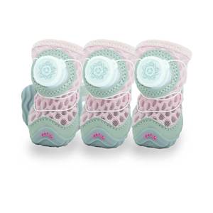 lot 12017 image: OPUIMCD Dog Shoes Paw Protectors for Small Medium Size Puppy, Breathable Cold Mesh Pets Booties with Anti Slip Soft Sole for Hardwood Floors Summer, Button Revolve Design Easy to Wear (Pink)