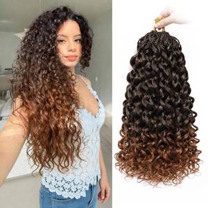 lot 12021 image: GoGo Curl Crochet Hair for Women 8 Packs 18 Inch Pre Twisted Pre Looped Ombre Brown Ocean Water Wave Braiding Hair Extensions
