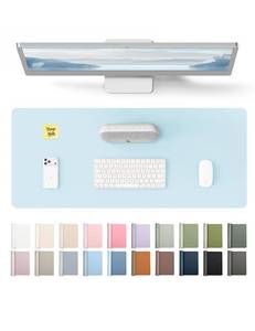 lot 12024 image: YSAGi Leather Desk Protector, Office Mat, Large Mouse Mat, Non-Slip PU Leather Blotter, Laptop Pad, Waterproof Writing Pad for Office and Home (Baby Blue, 23.6 x 13.8)