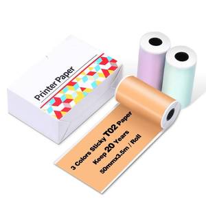 lot 12040 image: Ponek T02 Mini Thermal Printer Paper, 20-Year Strawberry Pattern Sticky Thermal Paper, 50mmx3.5m for Memo, Journal, Photo, Text, Study Notes and More, 3 Rolls, Compatible with T02M02XM02LY02CQ02