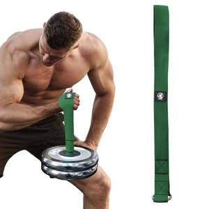 lot 12043 image: J Bryant Arm Wrestling Training Strap Belt Hand Grip- Ideal for Wrist Forearm and Biceps Workouts Multifunctional Home Gym Fitness Equipment Compatible with 1 inch and 2 inches Barbell Plates (Green)