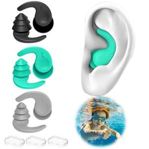 lot 12053 image: Kids Swimming Ear Plugs,3 Pairs Waterproof Reusable Silicone Child Swim Earplugs for Swimming Surfing Bathing Showering,Small Children Water Ear Plugs Suitable for Boys and Girls (Kids 4-12 Years Old)