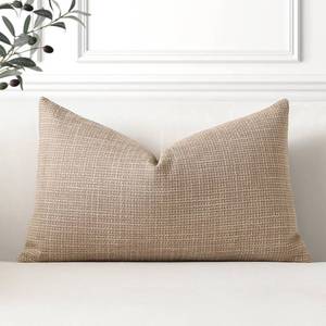 lot 12056 image: OTOSTAR Linen Throw Pillow Cover Set of 1 Decorative Lumbar Pillowcases Cushion Covers 12x20 Inch for Home Decor Sofa Bedroom Car 30 x 50CM Light Coffee