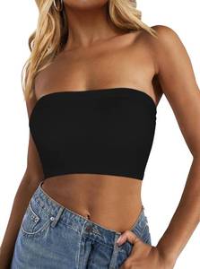 lot 12060 image: Tube Tops for Women Summer Crop Top Basic Casual Bandeau Going Out Strapless Short Shirt(Black,S)