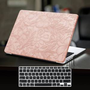 lot 12063 image: DTangLsm Compatible for MacBook Air 13 inch Case 2021 2020-2018 M1 A2337 A2179 A1932, Elegant Texture Leather Plastic Hard Shell Cover for MacBook Air 13.3 M1 CaseKeyboard Cover, Pink Embossed Floral