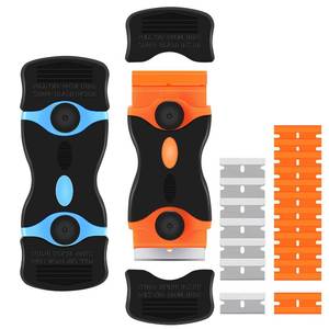 lot 12065 image: 2PACK Razor Blade Scraper, 2-in-1 Scraper Tool with 12Pcs Plastic Blades and 7Pcs Metal Blades, Multi-Purpose Cleaning Razor Scraper for Decals, Stickers, Labels, Caulk, Adhesive, Paint Removal
