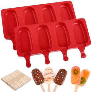 lot 12070 image: WMKGG Popsicle Silicone Molds Set, 2 PCS Ice Cream Molds with 50 Wooden Sticks for Cake Pop, Ice Pop, Cakesicles (Standard SizeRed)