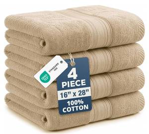lot 12075 image: LANE LINEN Bathroom Hand Towels - 4 Pack (16 x 28), 100% Ringspun Cotton Hand Towel Set - Soft, Lightweight, Fade & Shrink Resistant - Everyday Use, Face Towels for Bathroom, Gym and Travel - Taupe