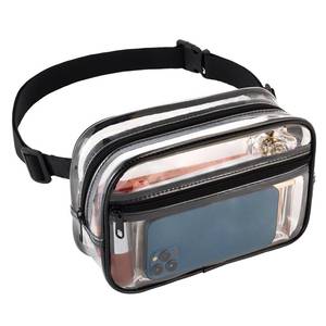 lot 12424 image: Clear Fanny Pack for Stadium Events - Clear Bag for Women Men  Lightweight Waist Pack for Concerts, Sports Games Day & Travel Stadium Approved Transparent Bag (Black)
