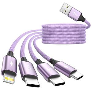 lot 12432 image: 3 Type-C1IP Port 4 in 1 Multi Charging Cable for iPhone1714, USBC Splitter Charging Cords for Multiple Devices, Travel Essentials Car Accessories for iPhone17-6, Android, Pad and More (1Pack 5FT)