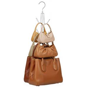 lot 12435 image: ZEDODIER Purse Organizer for Closet, Heavy-Duty Hanging Purse Hanger Closet Holds Up to 6 Purses, Metal Rotating Space Saving Bag Holder Handbag Storage Hook Backpack Rack, Silver
