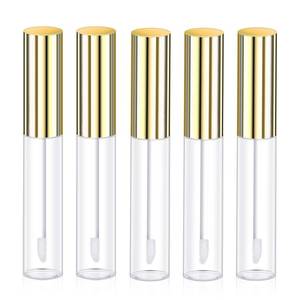 lot 12436 image: Molain 5PCS Empty Lip Gloss Tubes, 10ml Refillable Cosmetic Containers Bottles Lip Balm Bottles with Wand Concealer for Lipstick Samples, Lip Balms(Gold tube cap)