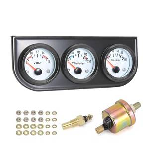 lot 12453 image: BYYOUIV 3-in-1 Triple Gauge Kit - Oil Pressure, Voltage & Water Temperature Gauges for Cars White (Only One Missing Pieces)