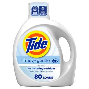 lot 17361 image: Tide Free & Gentle Liquid Laundry Detergent, 80 Loads, 105 fl oz, Tide Laundry Detergent, Clean Laundry Detergent
