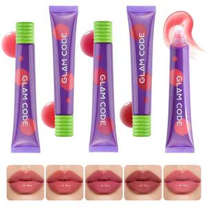 lot 18341 image: (Lot of 2) Glam Code Lip Glossy Balm Set, Moisturizing Tinted Lip Gloss for Women & Girls, Lip Care Set Smooths & Softens Dry Lips with Shea Butter, Non-Sticky, Cruelty-Free & Vegan (5-Count, 02 Sweety Cherry)
