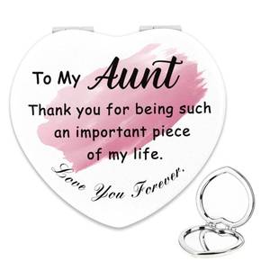 lot 18371 image: Rinacci Aunt Gifts Leather Makeup Mirror, Auntie Gift Ideas from Niece Nephew, Appreciation Gifts for Aunt Mothers Day Christmas Valentines Day Birthday Compact Travel Mirror Gift