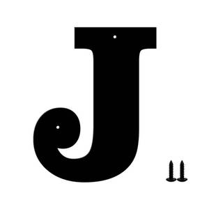 lot 18373 image: Sanshaoye Modern Metal House Numbers and Letters - Weatherproof Black Coating, Ideal for Garden, Door, and Mailbox Decoration, with Easy Installation Nail Kit (5, J)