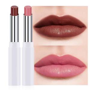 lot 18375 image: HHLTOH 2Pcs Tinted Lip Balm Moisturizing Lipstick �� Waterproof Hydrating Matte Lip Balm for Women, Creamy Natural Color Stain for Dry Lips, Soft Matte Finish (#5 Deep Cherry Brown & #08 Alluring Pink)