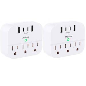 lot 18394 image: 2 Pack Cruise Ship Essentials, Cruise Power Strip with Foldable Plug, Travel Essentials with USB C, Outlet Extender No Surge Protector, Multi Plug Wall Outlet, Outlet Adapter Japan Plug Adapter