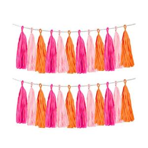 lot 18402 image: Rose red Pink and Orange Tassel Garland Banner Paper Tassels for Party Decorations,Pack of 15