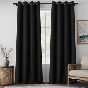 lot 19024 image: 100% Blackout Extra Long Curtains 144 Inches Long Linen Look 12ft Length Drapes, Noise Reducing Living Room High Ceiling 2 Story Tall Curtains, Black, W52 x L144, 2 Panels