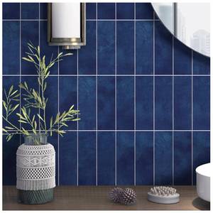 lot 19030 image: Tilingview 30 PCS Peel and Stick Backsplash Tile for KitchenBathroomLiving Room, 3x 9 Self-Adhesive Subway Tile for Backsplash, Imitation Glazed TilesHandmade Tiles (Matte Navy Blue)