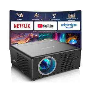 lot 19036 image: CiBest Mini Projector with WiFi and Bluetooth, Compatible with NetflixYouTubePrimeVideo, Electric Focus & Keystone, Short Throw Full HD 1080P Video Projector, Portable OutdoorIndoor Use