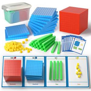 lot 19040 image: TOMMYHOME Base Ten Blocks with Place Value Chart - Math Manipulatives for Kids.Counting Blocks for Math to Help Educate Kindergarten Teachers.