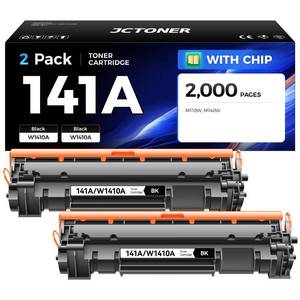 lot 19967 image: 141A W1410A Toner Cartridge Black 2-Pack (with chip) High Yield Replacement for HP 141A W1410A 141X W1410X Toner Compatible with HP LaserJet Pro M110w MFP M140w Printer Ink M110we M139we M140we