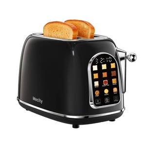 lot 19977 image: Mecity Toaster 2 Slice, Touch Screen Wide Slot Retro Toaster For Breads Bagel Muffin Waffle, House Warming Gift New Home, 120V 825W, Jet Black