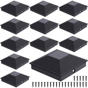 lot 19984 image: Goovilla 4x4 Post Caps Black(Actual 3.5 x 3.5), 12 Pack Fence Post Caps with 24 Screws and Easy Installation, Sturdy Waterproof Plastic Deck Post Caps with Frosted Finishing Touch, Protect Wood Post