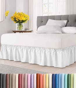 lot 20149 image: Wrap Around Dust Ruffle Bed Skirt - White - for Full Size Beds with 12 Inch Drop - Easy Fit Elastic Strap - Adjustable Pleated Bedskirt wBrushed Fabric - Wrinkle Free - for Women, Men, Kids & Teens