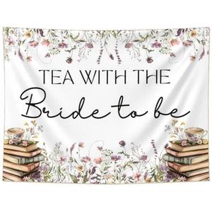 lot 20156 image: JeVenis Tea with Bride to Be Balloons Lets Par Tea Decorations Balloon Garland Arch Banner Floral Butterfly Teapot Banner for Bridal Shower Bachelorette Wedding Party