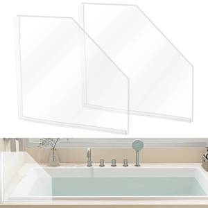 lot 20163 image: Havexerath 2 PCS Shower Corner Water Guard 10 x 10 Self Adhesive Splash Guard for Bathtub Acrylic Bathtub Splash Guard to Keep Water in Shower