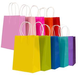 lot 20164 image: 30 Pcs Paper Party Bags 10 Colors Gift Bag Kraft Paper Bags with Handles, 8.3 x 5.9 x 3.1 Inch Thick Kraft Bags for Party Candy, Cookie, Celebrations, Baby Shower, Birthday