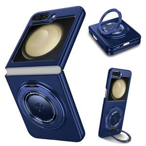 lot 20170 image: Magnetic Case for Samsung Galaxy Z Flip 5, Compatible with MagSafe Military Grade Shockproof Slim fit Samsung Z Flip 5 Phone Case with Magnetic Ring Kickstand, Case for Z Flip 5 -Blue