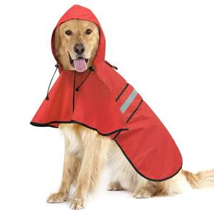 lot 20173 image: Ezierfy Waterproof Reflective Dog Raincoat - Adjustable Hooded Slicker Poncho Pet Rain Coat, Lightweight Dog Rain Jacket for Small to X- Large Dogs and Puppies (Red, Large)