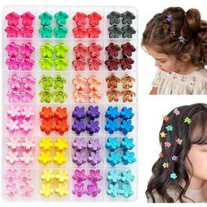 lot 20175 image: EleMirsa 96pcs Baby Girl Hair Clips - 24 Multicolors Mini Flower Claw Clips in Organizer Box
