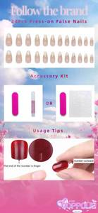 lot 20205 image: QQPPOLIU Medium Press on Nails Almond Stick on Nails Acrylic Nails with Design Flower Fake Nails Summer Nails for Women Daily Nails Art 24Pcs