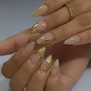 lot 20212 image: QQPPOLIU Long Stiletto Press on Nails Blue French Tips Fake Nails with 3D Design Glue on Nails for Women and Girls 24pcs