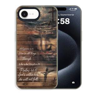 lot 20213 image: PASLSZOA Jesus Cross Phone Case Compatible with iPhone 16e17e, Retro Aesthetic Cross Jesus Christian Quotes Design Shockproof Non-Drop Protective Case Cover