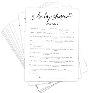 lot 20217 image: Leislite Baby Shower Games Mad Libs Baby Shower Game for Boy Girl for 50 Guests Activity Gender Neutral