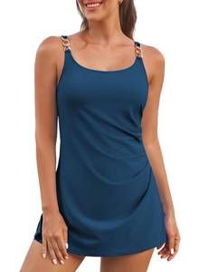 lot 20224 image: Aleumdr Womens Swimsuits Swim Dress One Piece Swimsuits Women Skirted Tummy Control Bathing Suit Rompers Modest 2025 Swimwear Green X-Large