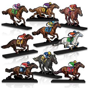 lot 20237 image: 9pcs Derby Decorations Horse Racing Decorations Table Centerpieces Wooden, Double Sided Horse Racing Party Supplies Derby Party Decorations, Derby Table Decorations